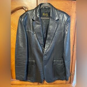 Vintage Scully Black Leather Blazer Jacket Mens 46 Western Sport Coat